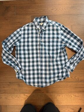 Merona Men’s Blue and White Check Button-Down Shirt XL - C54-054